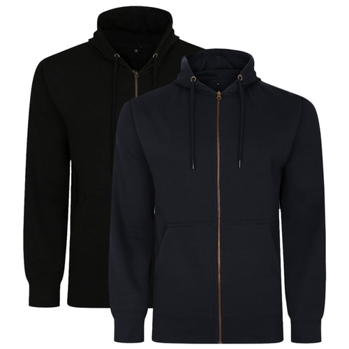 Bigdude Essentials Zip Hoody Twin Pack Black/Navy Tall